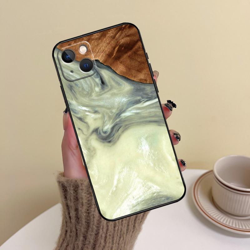 Wood Resin Pattern Phone Case For iPhone 15 Pro Max 11 12 13 14 16 17 Pro Max mini Plus 16e 17 Air Cover Funda