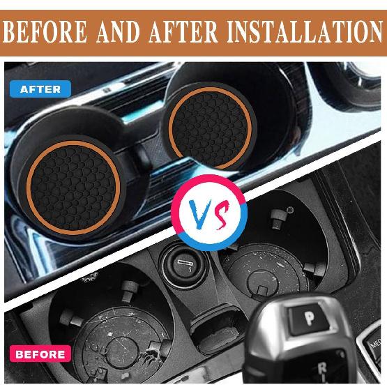 4PCS Car Cup Holder Coasters, Dustproof Automotive Interior Accessories Mat,2.75 Inch Non-Slip Ert Water Bottle Holder Pads, Universal For Vehicles,