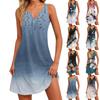 Женское повседневное летнее богемное пляжное платье с принтом и карманами, V-образным вырезом, платье-майка