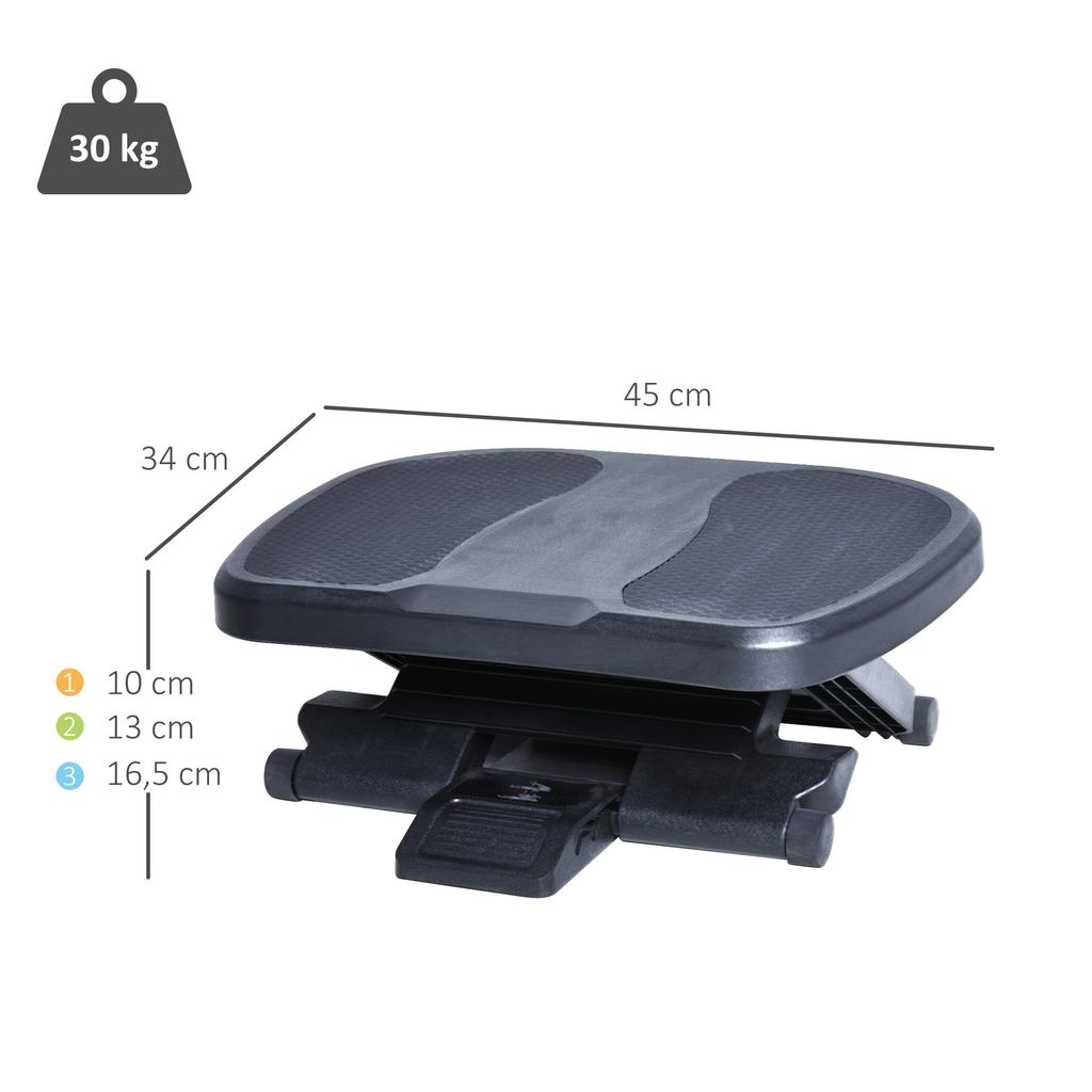 0-30 degrees Three-Height Under-Desk Support Footrest - Black