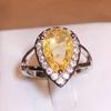 Luxury Silver Color Fancy Yellow CZ Rings for Women Wedding Ceremony Party Birthday Gift Brilliant Cubic Zirconia Jewelry