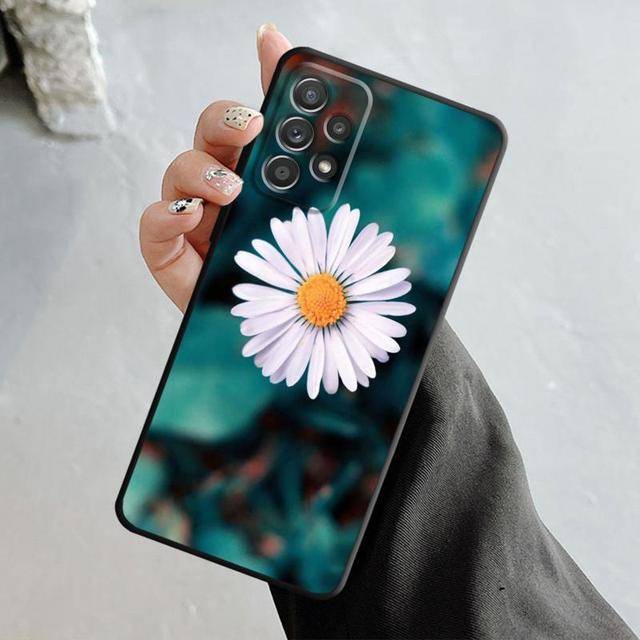 Чехол с зелеными побегами розы и тюльпанов для Samsung Galaxy A14 A73 A53 A71 A51 A31 A33 A22 A12 A21s A13 A32 A52s A72 A52 A23