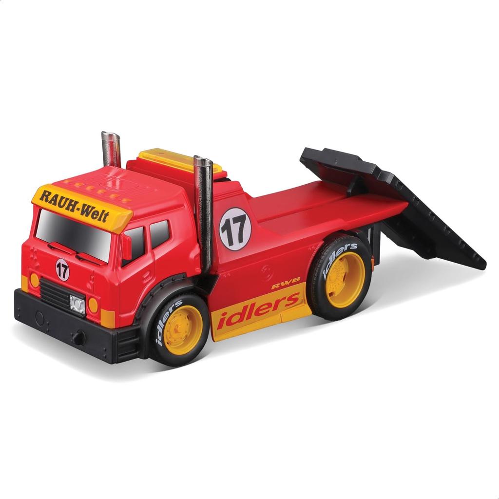 Maisto 1/64 Scale Muscle Machines Muscle Transporter / Diecast Model Car (JDM Flatbed/RWB 993 911 - Red/Orange 11543)