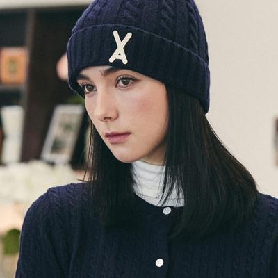 VARZAR VA Аппликация Вязаная шапка бини Темно-синий