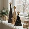 Yousheng 3Pcs Rustic Wood Christmas Trees Handmade Shelf Decor for Mantel & Tabletop Farmhouse Holiday Ornaments