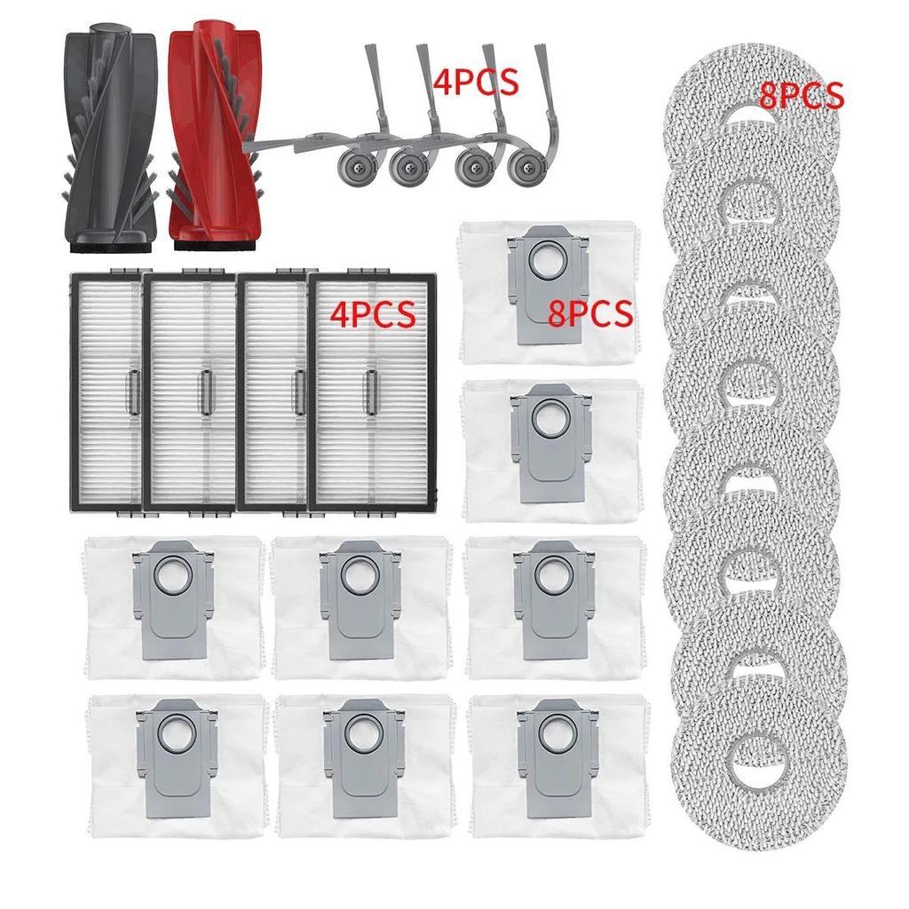Запасные части «Все в одном» для Roborock Saros 10R/G20S Ultra: Основные и боковые щетки, салфетка для швабры, HEPA-фильтр и мешок для пыли