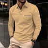 Spring Autumn Man Long Sleeve POLO Shirt Lapel Button Pocket Men's Sports Polos Shirts