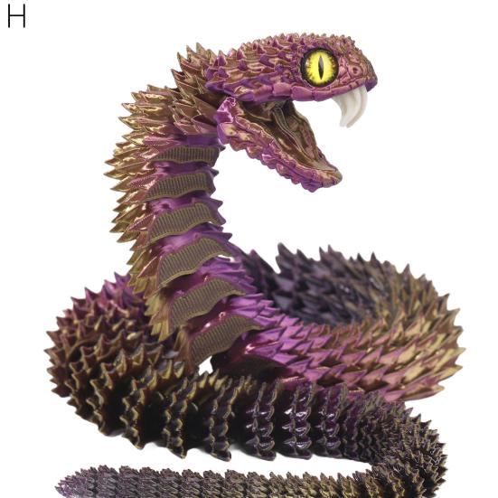 3D-печатная шарнирная змея, гибкая змея, украшение с зубами, игрушка для снятия стресса с домашнего питомца, декор для домашнего офиса