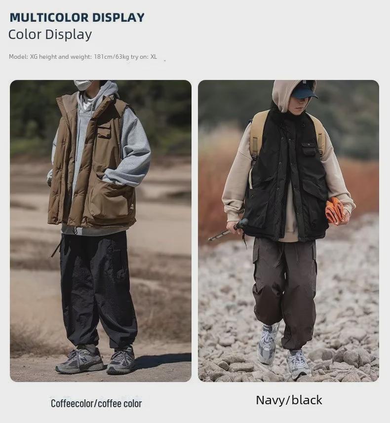 Унисекс японский ретро стеганый зимний рабочий жилет