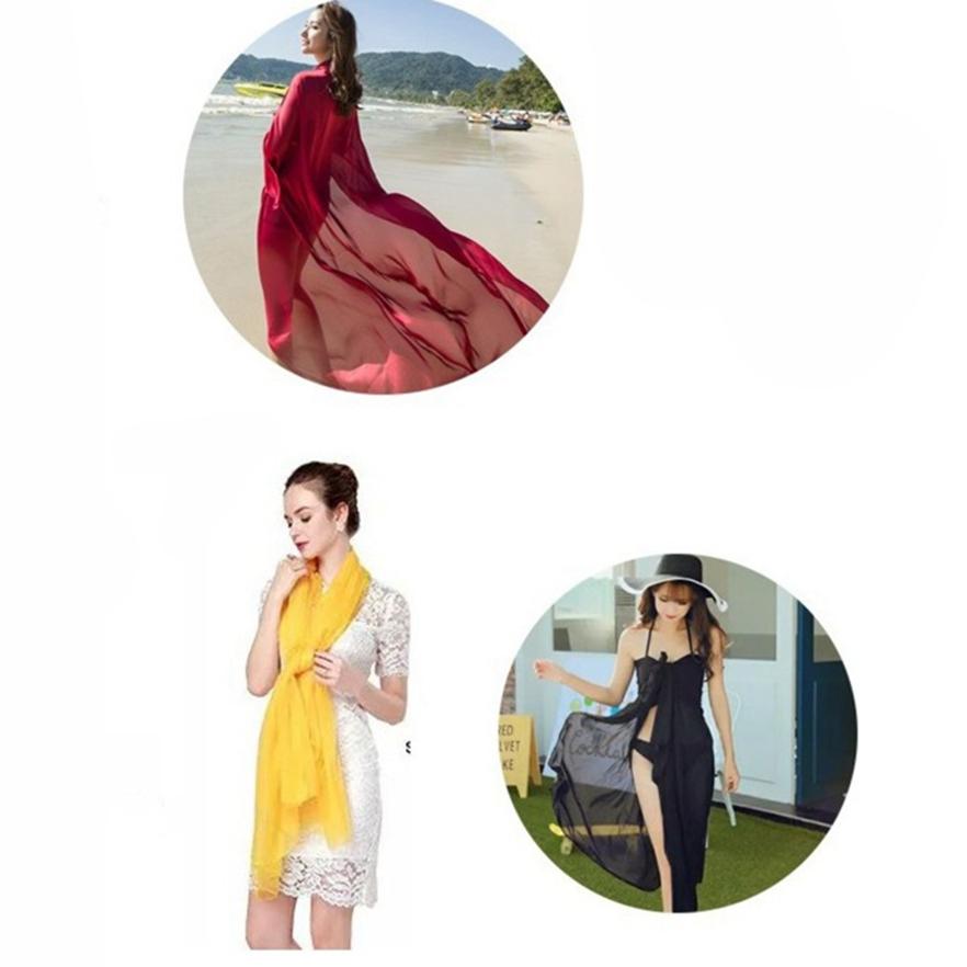 Spring and Summer Lightweight Chiffon Scarf Ultra Thin Solid Color Ice Silk Scarf Long Beach Sun Protection Cape Beach Towel