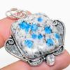 Natural K2 Blue Azurite, White Topaz 925 Sterling Silver Pendant 2.05" E6H12