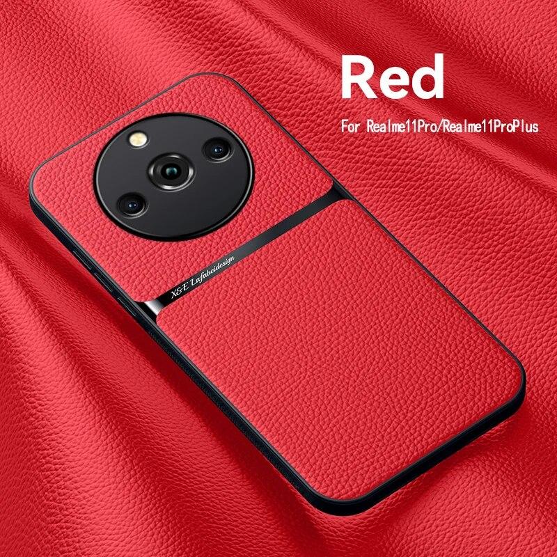 Чехол для Realme 11 Pro Plus, магнитный автомобильный держатель, кожаные чехлы для телефонов Realme 11 11Pro + 5G, мягкая силиконовая противоударная задняя крышка