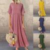 Women Round Neck Short Sleeve Polka Dot Dress Casual Summer Long Dresses Robes Polyester Dress