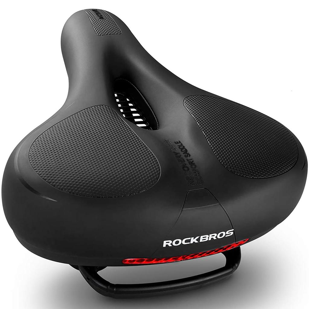 ROCKBROS Bicycle Ultra Low Repulsion Saddle Shock Back Reflective Cross Mountain Mamachari Saddle, Thick, Painless, Cushion, Absorption, Perforated,