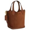 Coach Hannah 18 Metallic Logo Magnetic Closure Suede Shoulder Crossbody Bag Small Women handbags Brown CW006-IMXAF