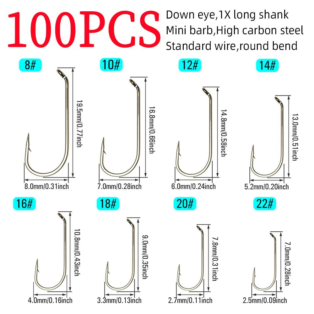 50 шт/100 шт стандартный 1X длинный цевье крючок для ловли мушек сухой и мокрой наживки для нимф и креветок ручейников куколка стример крючок для вязания мушек рыболовный крючок