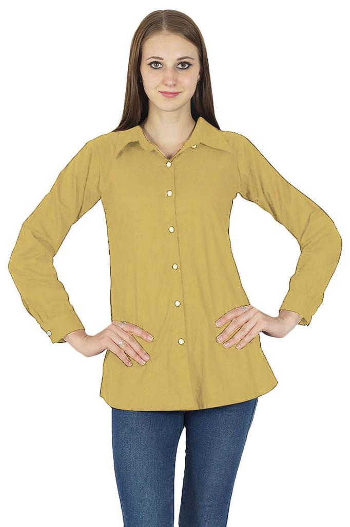 Top Cotton Shirt Long Sleeve Solid Short Kurta Women Clothing