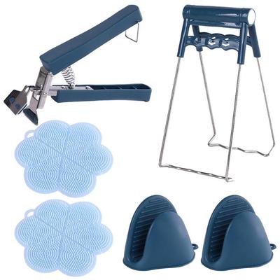 Набор из 6 предметов: силиконовые прихватки для защиты от ожогов, зажимы для кастрюль и мисок, силиконовая подставка под горячее, перчатки для домашней готовки