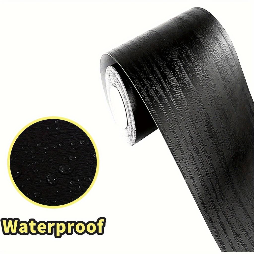 1 рулон 10 м/393 дюйма, черное дерево, ПВХ, водонепроницаемый, панельный декор для стен, самоклеящиеся наклейки на плитку для кухни и ванной, украшения для дома