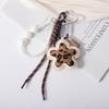 Leopard Print Flower Quality Leather Filled Cotton 3D Braided Rope Flower Bag Pendant Exquisite Creative Accessory Gift Bag Charm