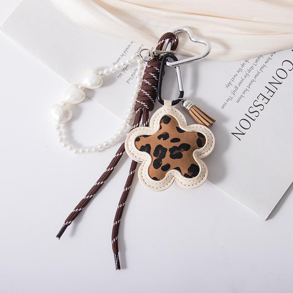 Leopard Print Flower Quality Leather Filled Cotton 3D Braided Rope Flower Bag Pendant Exquisite Creative Accessory Gift Bag Charm