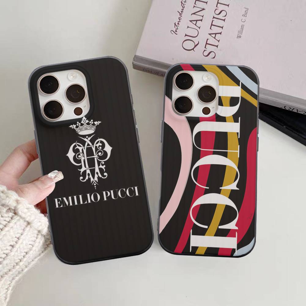 E-Emilio Logo Pucci For IPhone 17 16 15 11 12 13 14 Pro Max Plus Pro Corrugated Translucent Back Phone Cover