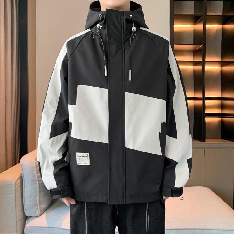 Мужская и женская водонепроницаемая цветная куртка с капюшоном, весна и осень, новая повседневная корейская версия модных комбинезонов, верхнее пальто