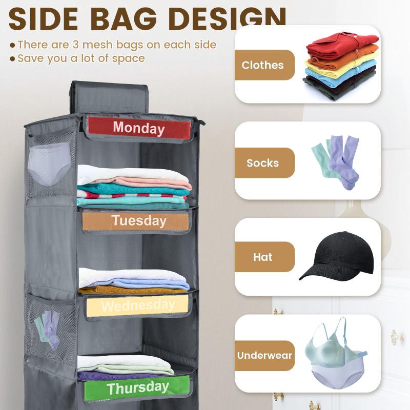 5-полочный еженедельный органайзер для одежды Детская ежедневная полка Подвесной органайзер для шкафа Дни недели Подвесные полки для хранения для детей