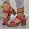 Fashion Women Chunky Heel Sandals Solid Color Fashion High Heels Sandals for Women Buckle Strap Plus Size Women Shoes Sandalias De Mujer