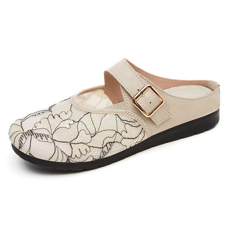 Обувь Женская обувь Универсальная Летняя Дышащая На одной педали Туфли для мамы Повседневные Удобные Полушлепанцы Женская верхняя одежда