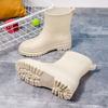 WTEMPO Solid Color Large Size Rain Boots Low Thick Heel Anti Slip Casual Work Shoes for Women's In Spring Summer