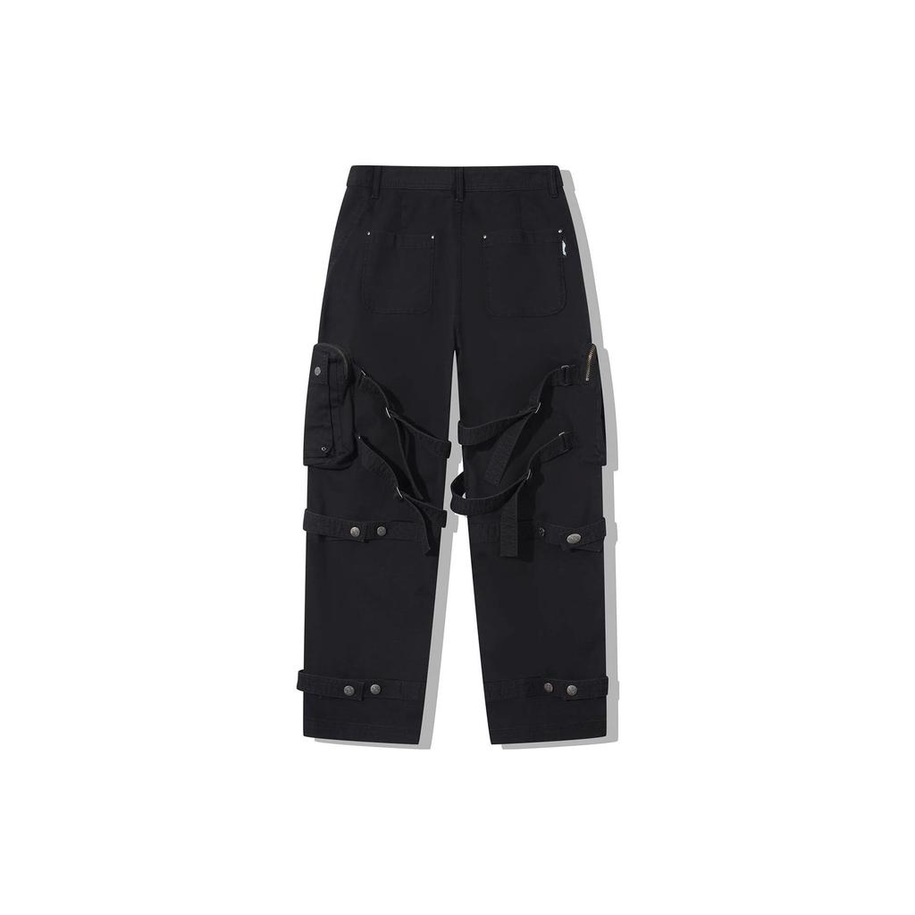 Li Ning X Pleasures однотонные прямые повседневные брюки с несколькими карманами, мужские брюки черного цвета AKXT781-1