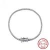 Authentic 925 Sterling Silver Tennis Bracelet Clear Cubic Zirconia Silver Bangle Girls Party Jewelry Hand Chain Sb61
