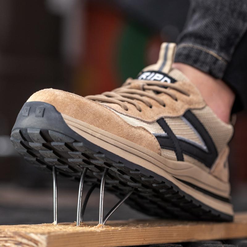 Мужские рабочие ботинки с мягкой подошвой, стальным подноском, защитой от ударов и проколов, износостойкой резиновой подошвой, дезодорирующие и дышащие, для строительной площадки