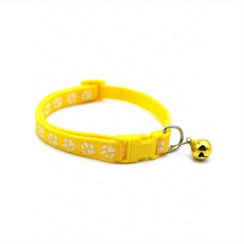 Красочные и милые ошейники-колокольчики для кошек, регулируемые безопасные кошачьи ошейники с колокольчиками, мультяшные и забавные ошейники со следами лап, товары для кошек