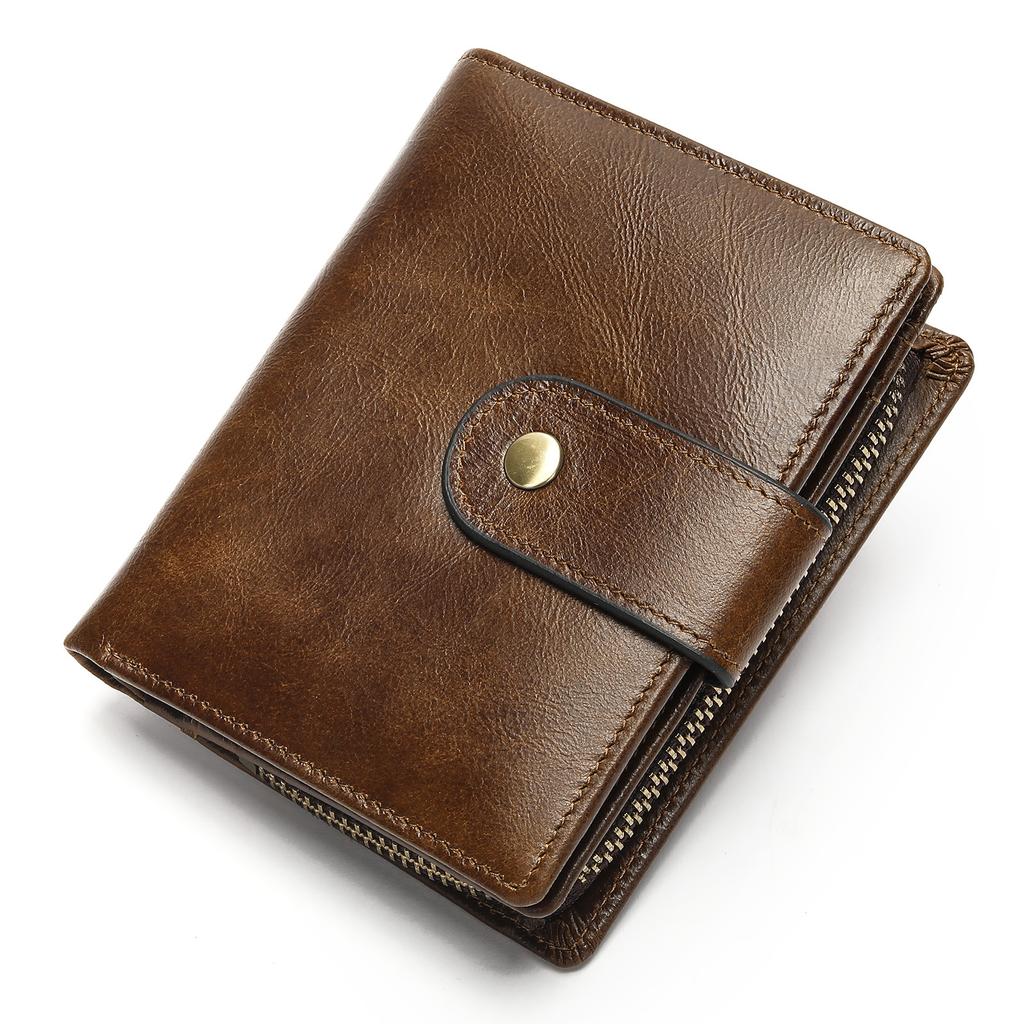 Vintage RFID Genuine Leather Men's Wallet Cowhide Multifunctional Money Clip Premium Feeling Genuine Leather Clutch Bag Tide