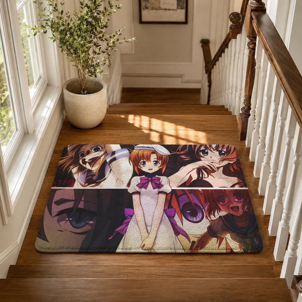 H-Higurashi When They Cry Аниме Коврик для пола Фланелевый Нескользящий Моющийся Мягкий Впитывающий Ковер Для Ванной Кухни Спальни Домашний Декор