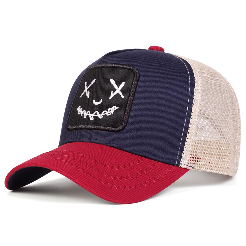 Unisex XX Smiling Face Embroidery Baseball Net Caps Spring and Summer Outdoor Adjustable Casual Hats Sunscreen Hat
