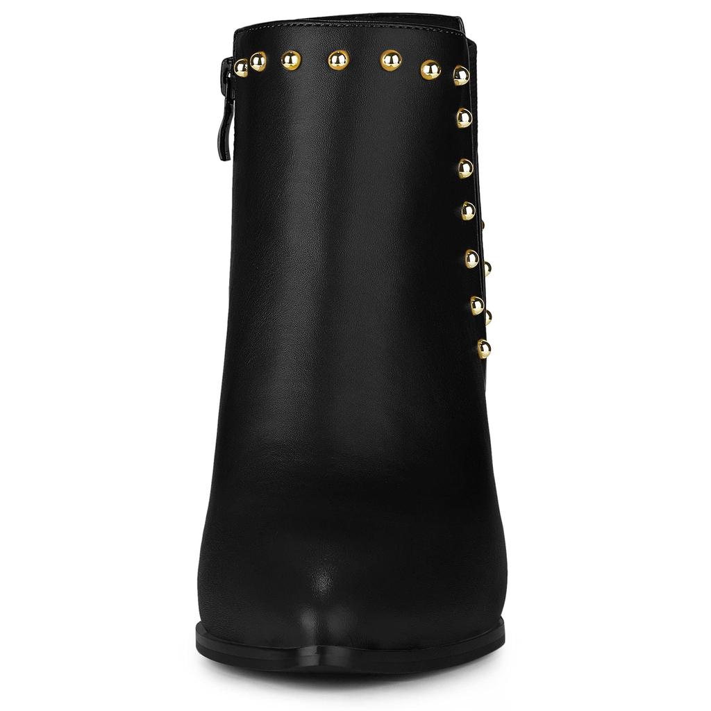 Allegra K Chelsea Ankle Boots with Rivets, Pointed Toe, Stiletto Heels, Women's, Black, Size 26.0 Cm