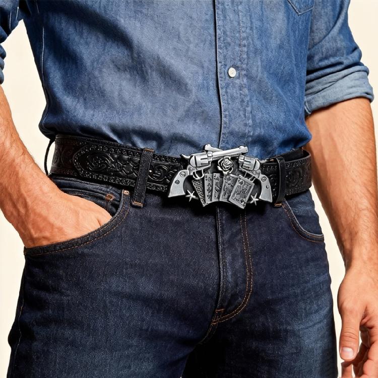Пояс на талию с тисненым западным узором и металлическими пряжками, регулируемая застежка, поясной ремень для унисекс стиля взрослых