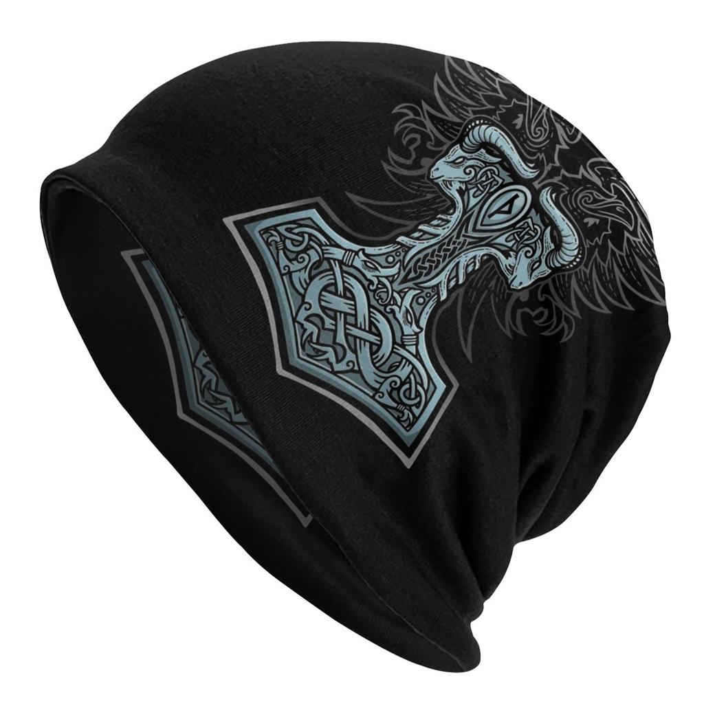 Thors Rage Viking Hammer Unisex Women Beanies Outdoor Ski Cap Double Layer Fabric Bonnet Hat