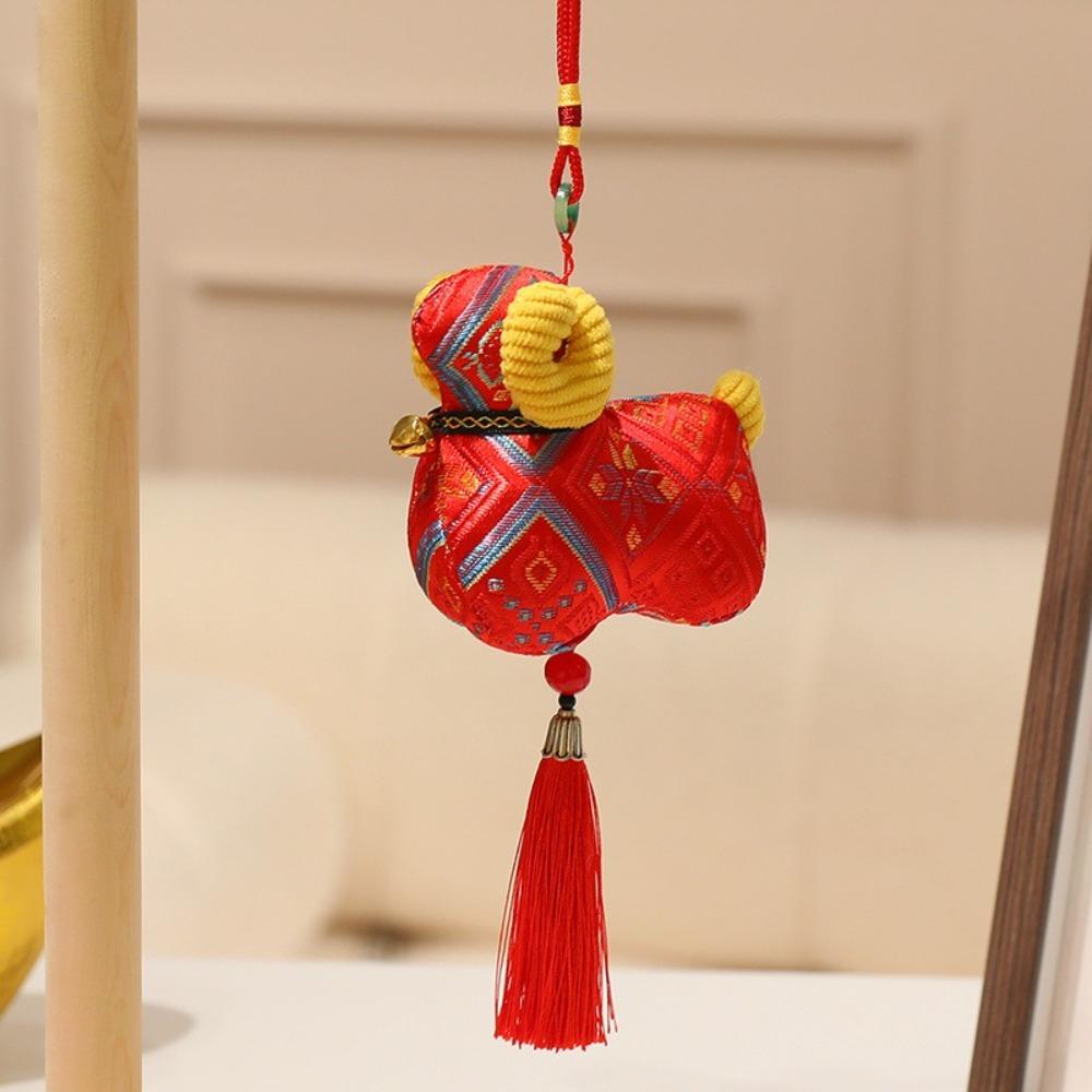 Polyester Fiber Sheep Plush Doll Chinese Style Bag Charm Festive Vibe Key Pendant Gift