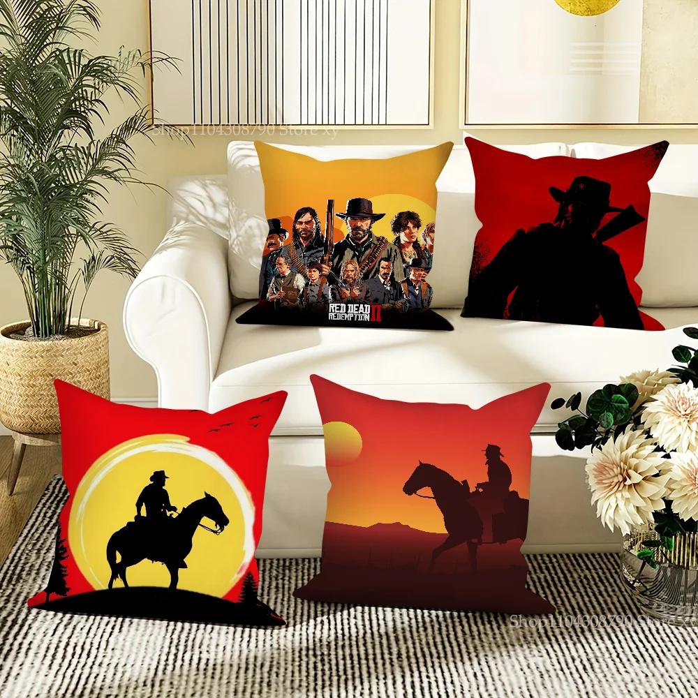 Игры Red D-Dead R-Redemption 2 Наволочка Квадратная Подушка Спальня Диван Отдых Комфорт Подушка Гостиная Домашнее Украшение 40X40