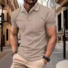Summer Jacquard  Polo Shirt Simple Autumn Tops Fashionable Solid Color Lapel Men's Button Short Sleeve Polos Shirts