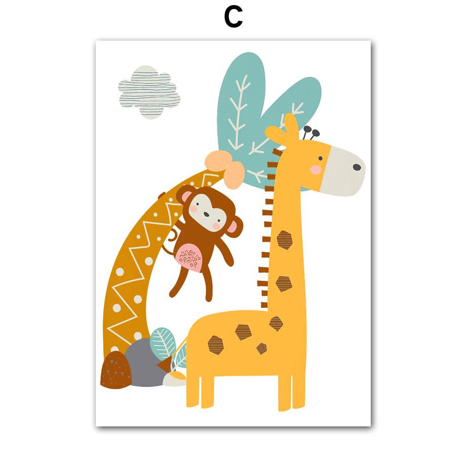 Giraffe Lion Elephant Toucan Jungle Animal Wall Art Canvas Painting Nordic Posters And Prints Wall Pictures Baby Kids Room Decor