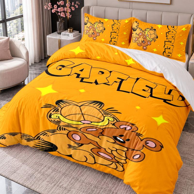 Garfield (1) 3Pcs Bedding Set Duvet Cover With Two Pillowcases For Bedroom Home Decoration