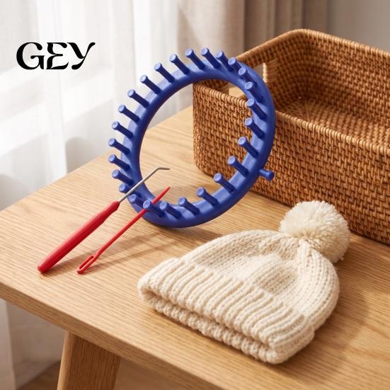 Knitting Accessories Loom Set with Crochet Hook, Needle, Plastic Round Rectangular Yarn Weaving Beginners Tool Kit, Beginner for DIY Hat Scarf