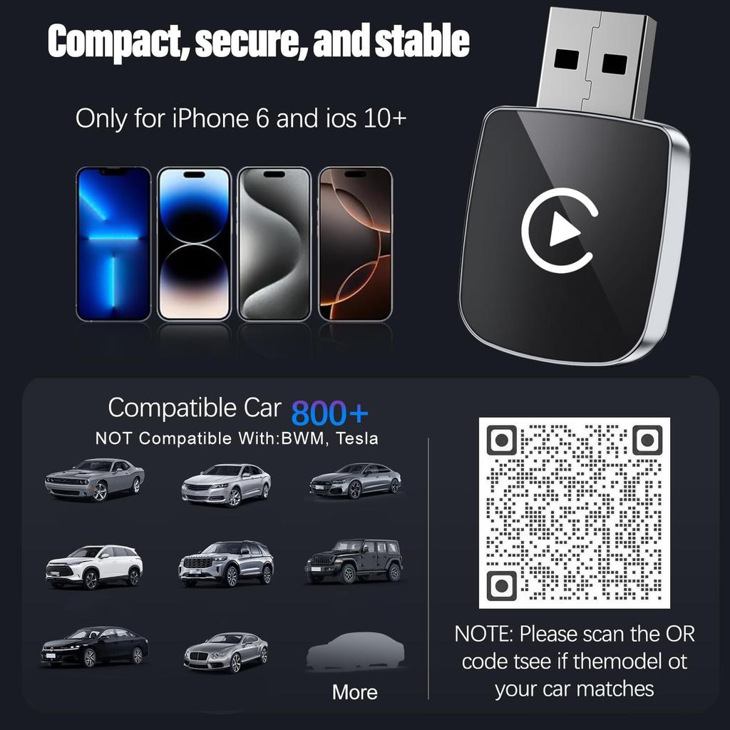 2-in-1 Wireless Android Auto Adapter, Plug Play Converts Wired To Wireless, Fast Auto-Connect, No Delay