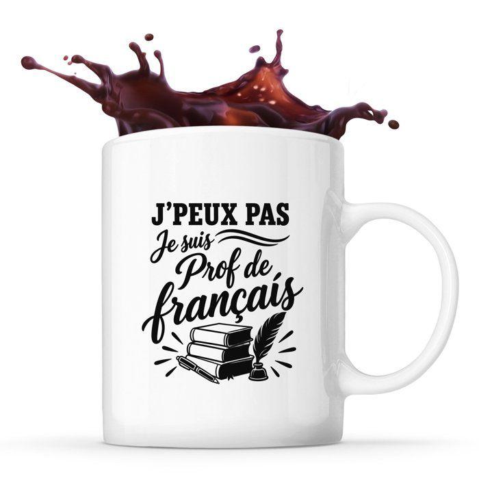 Mug J’peux pas je suis Prof de français J'peux pas minimaliste | Tasse en Céramique 330 ml Recto Verso Passe au Lave-Vaisselle