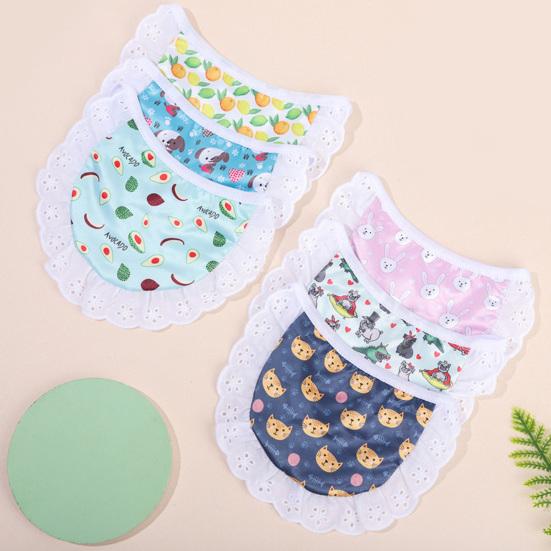 Нагрудник для домашних животных с мультяшным узором, приятный для кожи, кружевная отделка, удобный в носке, моющийся, декоративный полиэстер